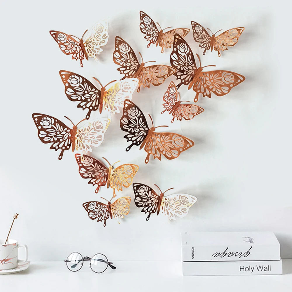 12pcs 3D Hollow Butterfly Sticker Rose Flower Art Wall Mural Room Door Decals Home Decor Birthday Wedding Party Decor
12pcs 3D Hollow Butterfly Sticker Rose Flower Art Wall Mural Room Door Decals Home Decor Birthday Wedding Party Decor