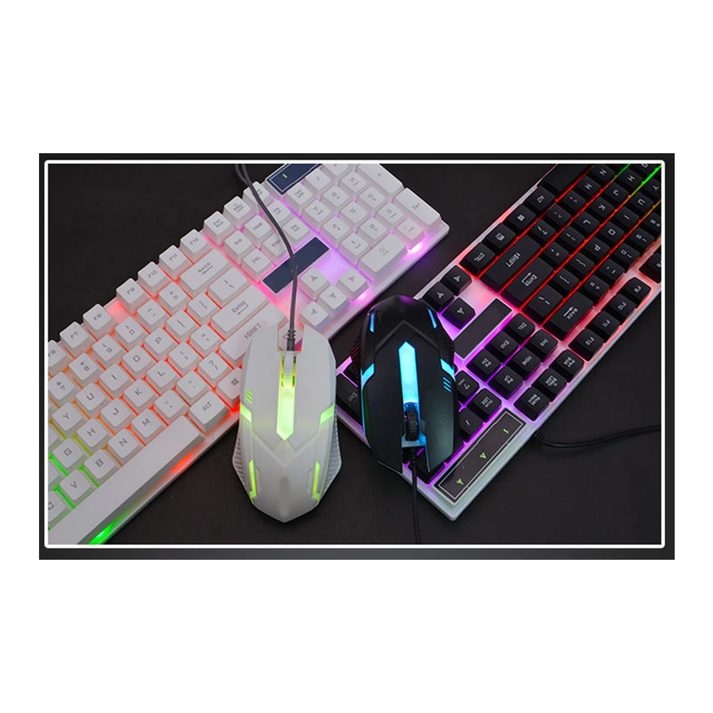 USB Проводная игровая мышь с подсветкой и клавиатурой профессиональная