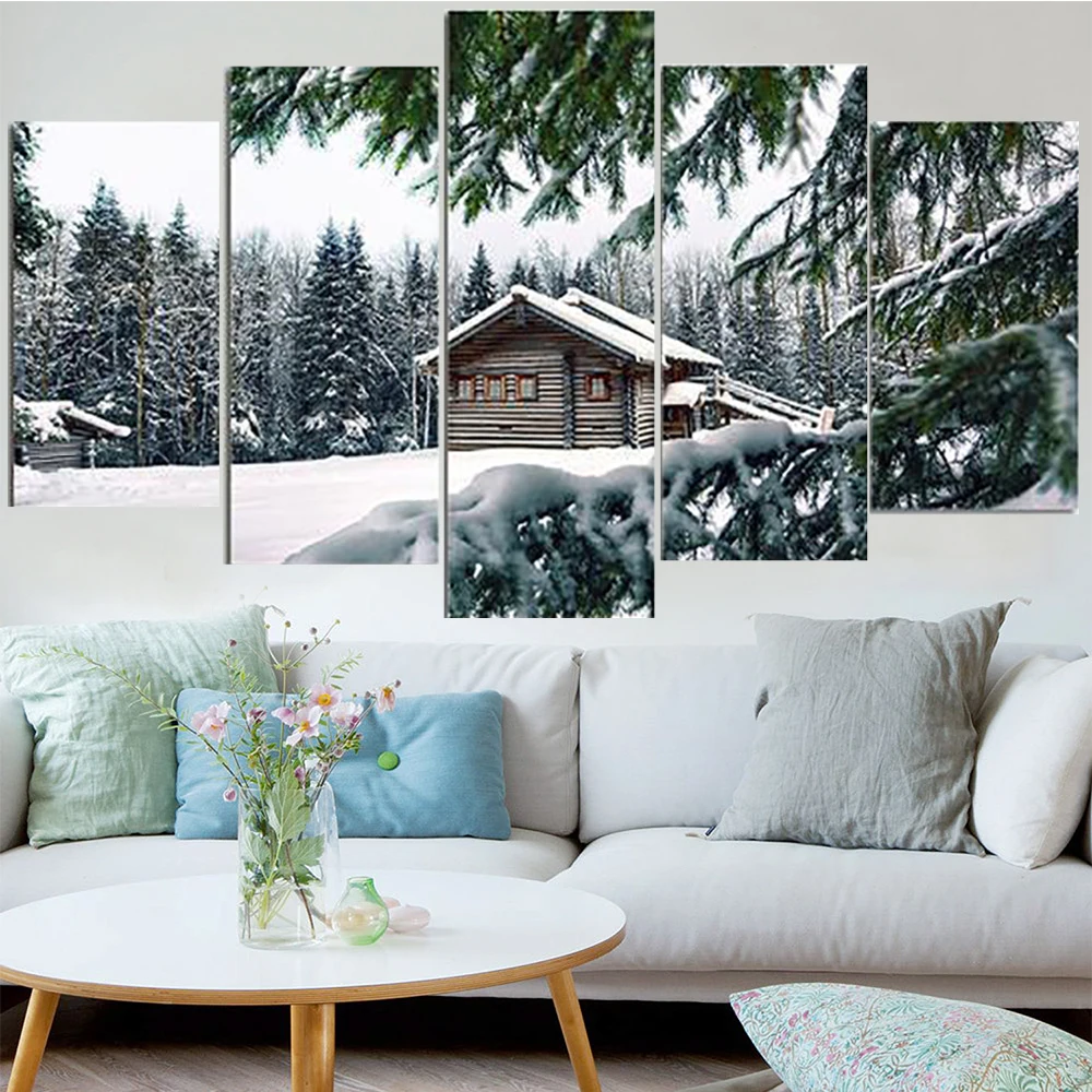 5 Pieces Wall Art Canvas Painting Cabin In Snow Winter Scene Landscape Poster Modular Picture Home Decoration Modern Living Room
5 Pieces Wall Art Canvas Painting Cabin In Snow Winter Scene Landscape Poster Modular Picture Home Decoration Modern Living Room