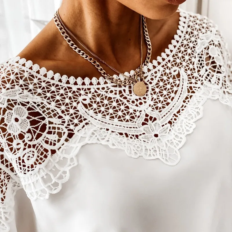 New Crochet Embroidery Lace Blouses Women Autumn Sexy Lace Stitching White Shirts Vintage Elegant Ladies Tops Party Blusas
New Crochet Embroidery Lace Blouses Women Autumn Sexy Lace Stitching White Shirts Vintage Elegant Ladies Tops Party Blusas