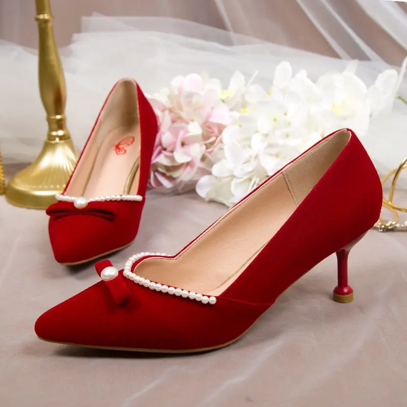 Woman Sexy Thin Heeled Pearl Pumps Women Dropshipping Elegant Ladies Red Shoes New Shallow High Heels Party Shoes Bride Wedding
Woman Sexy Thin Heeled Pearl Pumps Women Dropshipping Elegant Ladies Red Shoes New Shallow High Heels Party Shoes Bride Wedding