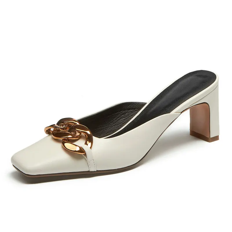 Мюли женские из натуральной кожи, модные шлепанцы на высоком каблуке, туфли-лодочки с квадратным носком, с металлической цепочкой, свадебна...
Мюли женские из натуральной кожи, модные шлепанцы на высоком каблуке, туфли-лодочки с квадратным носком, с металлической цепочкой, свадебна...