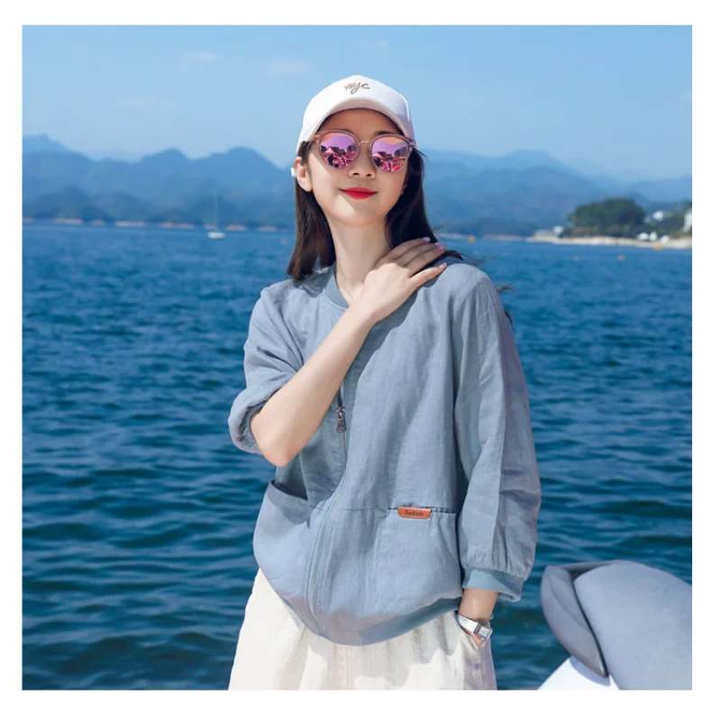 2021 Women Spring Summer Plus Size Casual Baseball Jacket Lady Soild Zipper Thin Jacket Female Elegant Sun Protection Jacket L99
2021 Women Spring Summer Plus Size Casual Baseball Jacket Lady Soild Zipper Thin Jacket Female Elegant Sun Protection Jacket L99