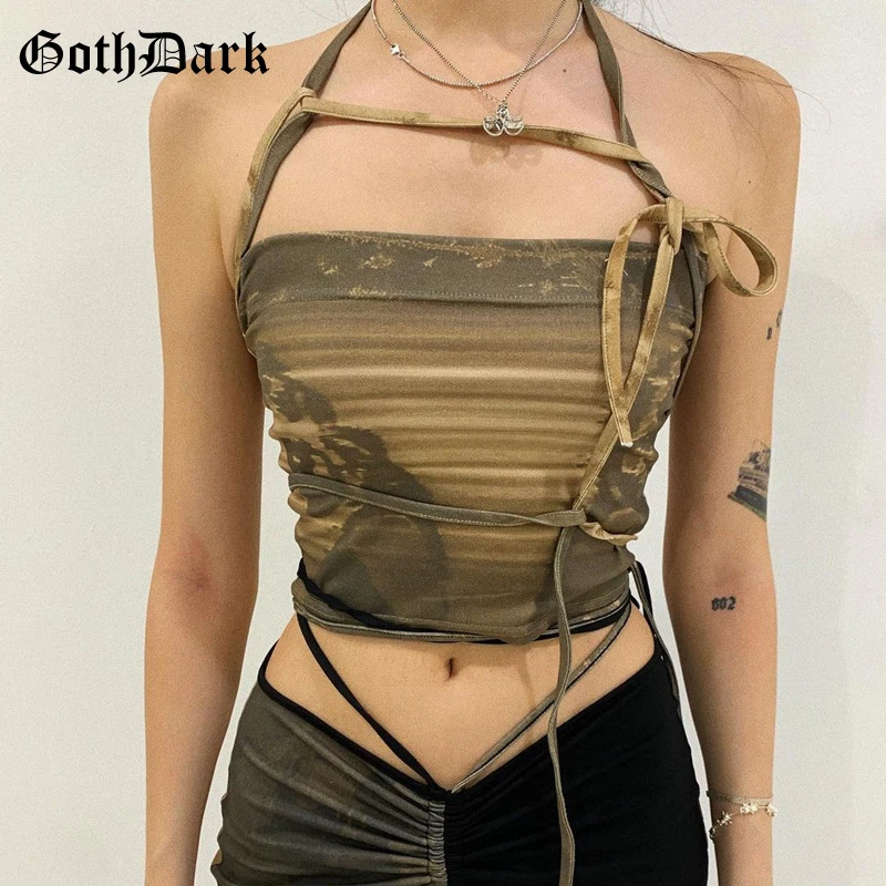 Женский короткий топ Goth Dark, Готическая камисоль на шнуровке, с открытыми плечами, в стиле хип-хоп, облегающий топ без рукавов, винтажный прин...
Женский короткий топ Goth Dark, Готическая камисоль на шнуровке, с открытыми плечами, в стиле хип-хоп, облегающий топ без рукавов, винтажный прин...