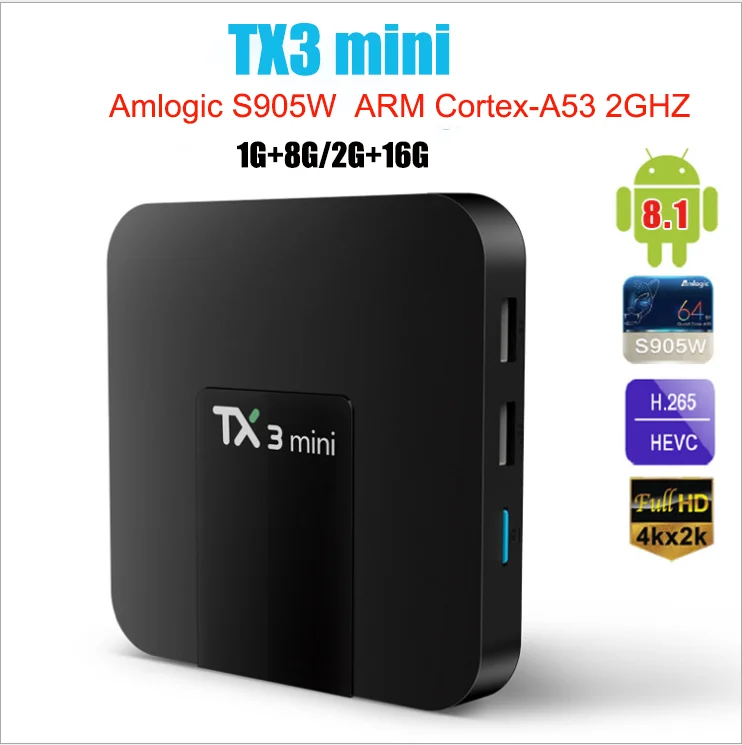 

TX3 Мини Смарт ТВ-приставка Android 8,1 Amlogic S905W 1G 8G 2G 16G 4K H.265 2,4G 5G Dual wifi телеприставка медиаплеер PK H95 T95