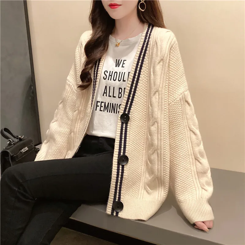Knitted Cardigan Coat Women Autumn Winter New Korean Loose Long Sleeve Soft Single-breasted Top Korean Cardigan Negro Mujer
Knitted Cardigan Coat Women Autumn Winter New Korean Loose Long Sleeve Soft Single-breasted Top Korean Cardigan Negro Mujer
