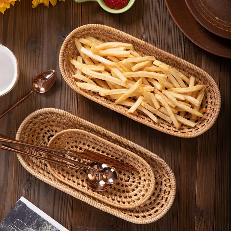 Handmade Rattan Bread Basket Oval Hand-Woven Tea Tray Food Serving Platter For Dinner Parties Coffee Breakfast
Handmade Rattan Bread Basket Oval Hand-Woven Tea Tray Food Serving Platter For Dinner Parties Coffee Breakfast