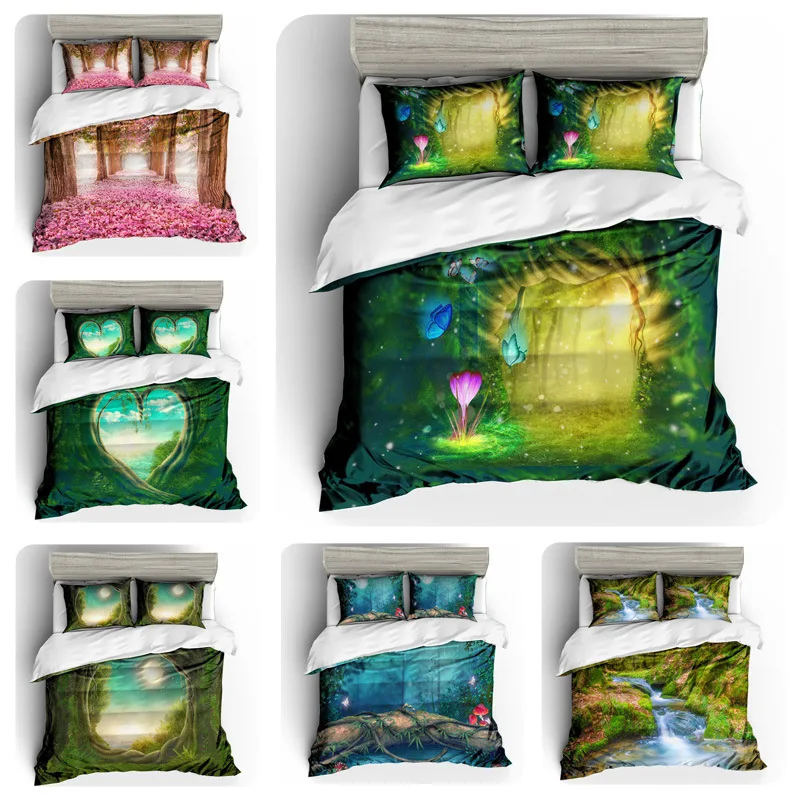 3D Print Mysterious Forest Bedding Set Home Decor Bed Linen Set 2/3 Piece Bed Cover Full Queen King Double Size Green Bedspread
3D Print Mysterious Forest Bedding Set Home Decor Bed Linen Set 2/3 Piece Bed Cover Full Queen King Double Size Green Bedspread