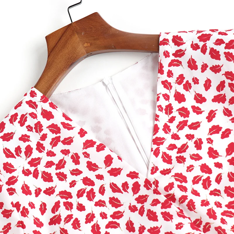 Prairie Chic Women Summer Print Red Dresses Elegant Fashion V-neck Short Sleeve High-waist Asymmetrical A-line Lady Tea Dress
Prairie Chic Women Summer Print Red Dresses Elegant Fashion V-neck Short Sleeve High-waist Asymmetrical A-line Lady Tea Dress