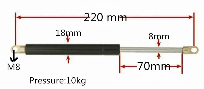 2PCS 10KG/13.2lb Force 70mm Long Stroke 220mm Hole Distance Auto Gas Spring Hood Lift Support M8 Hole Diameter Sliver Tone
2PCS 10KG/13.2lb Force 70mm Long Stroke 220mm Hole Distance Auto Gas Spring Hood Lift Support M8 Hole Diameter Sliver Tone