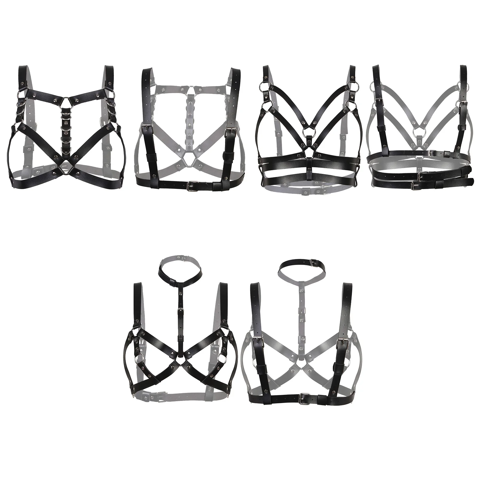 Sexy Leather Lingerie Bra Tops Female Strappy Body Chest Harness Belts Women Clubwear Bar Costume Accessory Black Rivet Cage Bra
Sexy Leather Lingerie Bra Tops Female Strappy Body Chest Harness Belts Women Clubwear Bar Costume Accessory Black Rivet Cage Bra