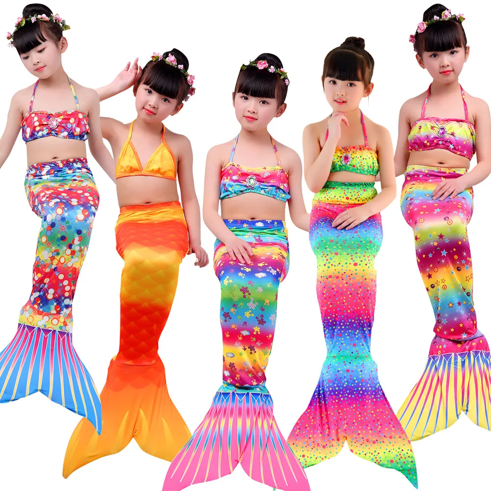 Фото Купальный костюм для девочек из 3 предметов с хвостом русалки купальный