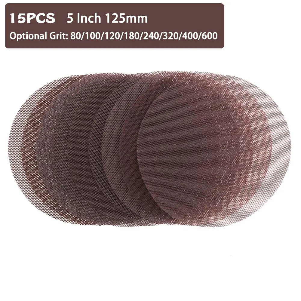 15Pcs 5 Inch 125mm Mesh Abrasive Dust Free Sanding Discs Sandpaper Anti-blocking Dry Grinding 80 To 600 Grit Removal And Finish
15Pcs 5 Inch 125mm Mesh Abrasive Dust Free Sanding Discs Sandpaper Anti-blocking Dry Grinding 80 To 600 Grit Removal And Finish