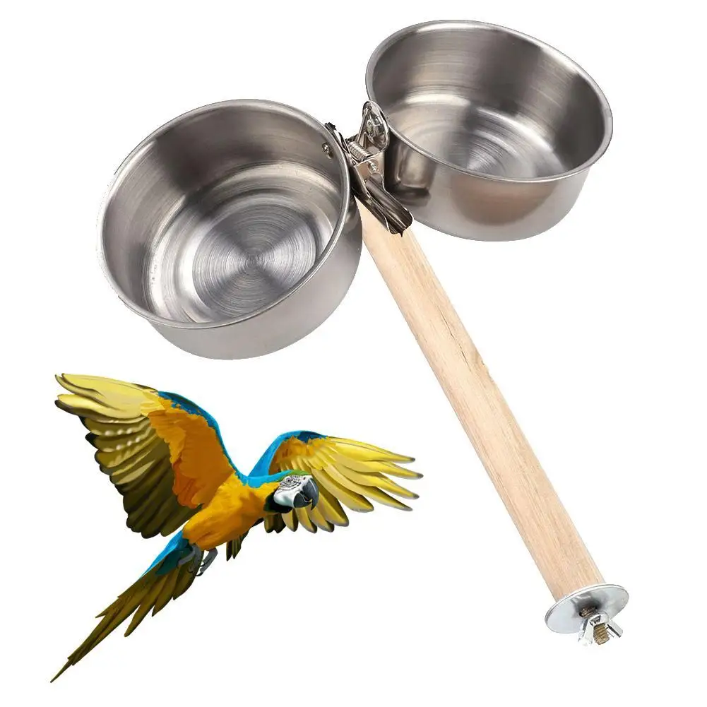 2Pcs Pet Parrot Cage Stand Perch Food Water Feeding Clip Double Bowl Bird Feeder 
2Pcs Pet Parrot Cage Stand Perch Food Water Feeding Clip Double Bowl Bird Feeder