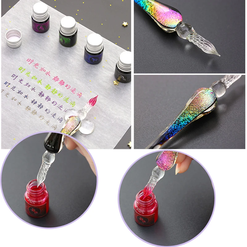 Crystal Starry Sky Glass Pen Vintage Signature Drawing Calligraphy Pen Glass Dip Pen Set UY8
Crystal Starry Sky Glass Pen Vintage Signature Drawing Calligraphy Pen Glass Dip Pen Set UY8