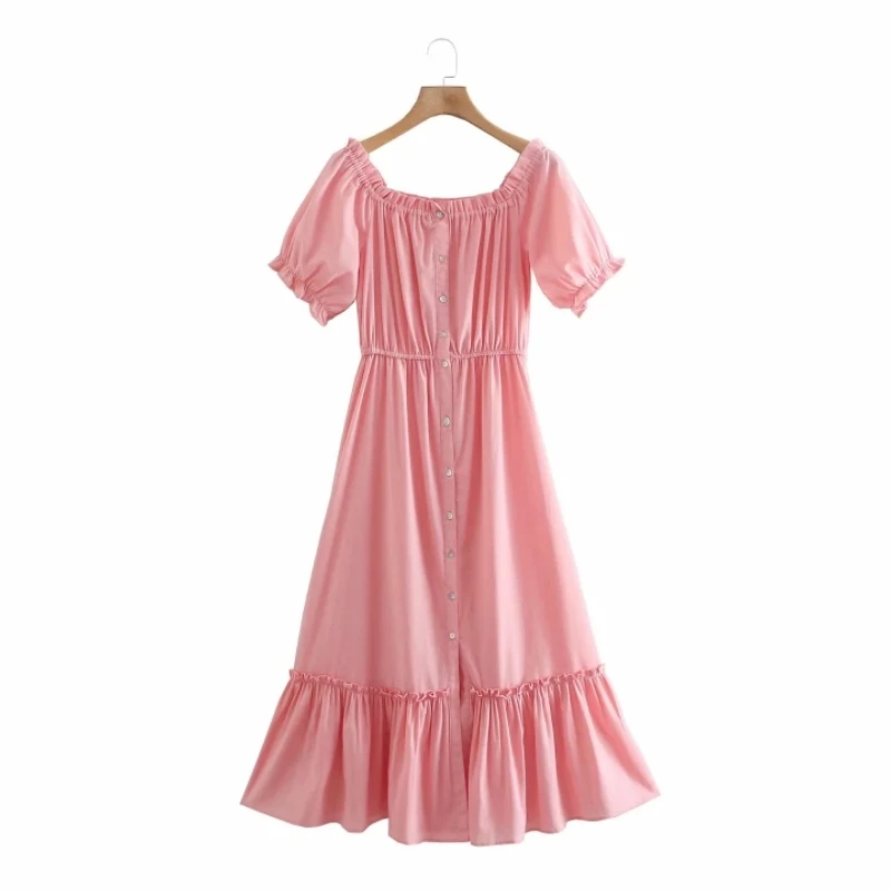 Hot Sale Women Slash Neck Single Breasted Pink Linen Midi Dress Female Short Sleeve Clothes Casual Lady Slim Vestido D8170
Hot Sale Women Slash Neck Single Breasted Pink Linen Midi Dress Female Short Sleeve Clothes Casual Lady Slim Vestido D8170