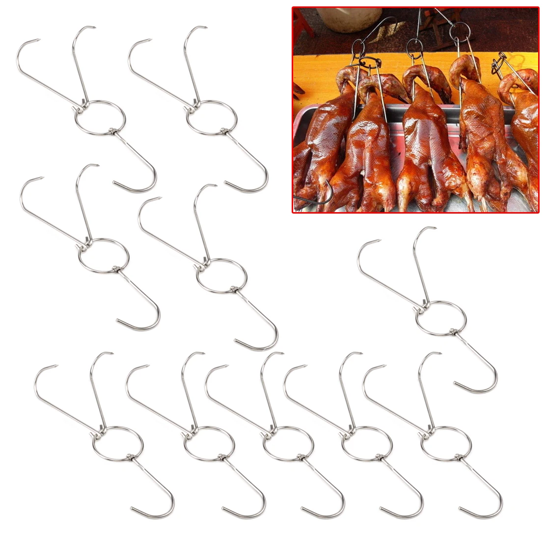 10Pcs Stainless Steel Meat Duck Hook Bacon Hams Hanging Double Hooks 9.8" Long Kitchen
10Pcs Stainless Steel Meat Duck Hook Bacon Hams Hanging Double Hooks 9.8" Long Kitchen