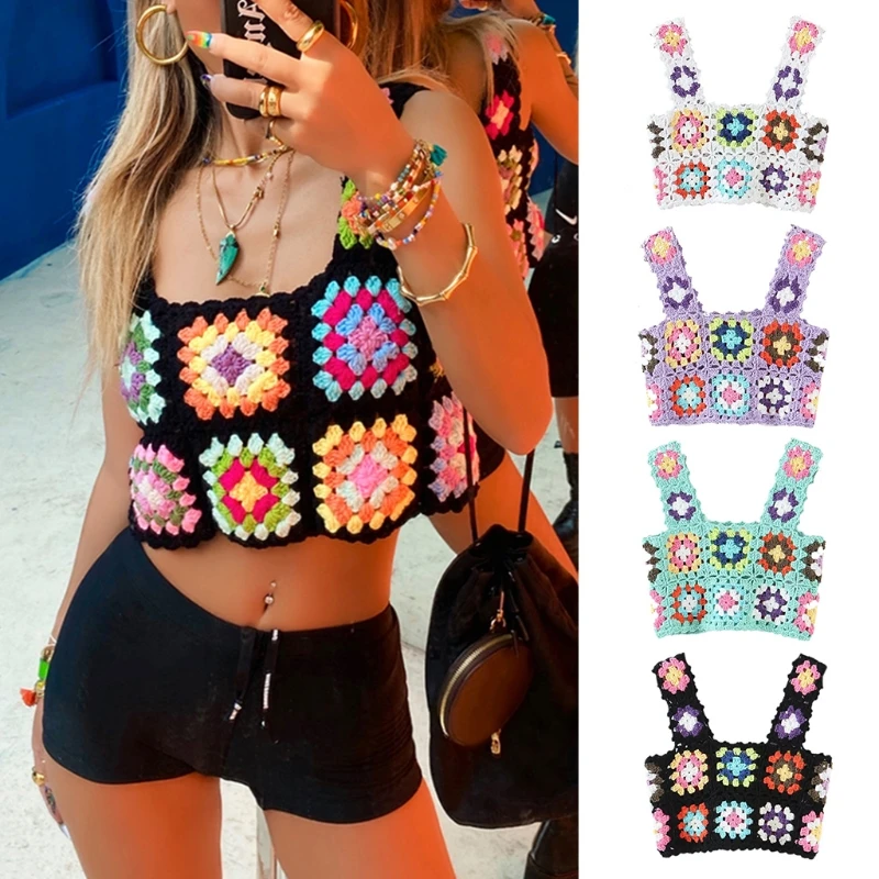 2022 New Women Summer Crochet Tank Top Multicolor Floral Plaid Knit Vest Sexy Square Neck Slim Beach Sleeveless Cropped Shirts 
2022 New Women Summer Crochet Tank Top Multicolor Floral Plaid Knit Vest Sexy Square Neck Slim Beach Sleeveless Cropped Shirts