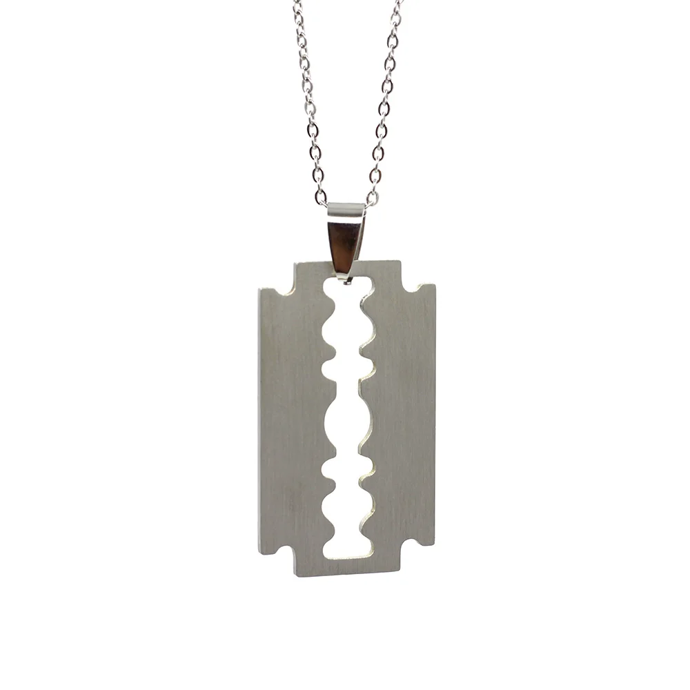 Ожерелье с подвеской в форме бритвы с орнаментом из нержавеющей стали, короткое с цепочкой 50 см 
Ожерелье с подвеской в форме бритвы с орнаментом из нержавеющей стали, короткое с цепочкой 50 см