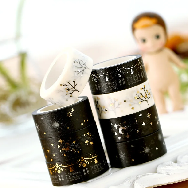 6 Rolls Black White Washi Tape Stickers Bronzing Volume Gilding Silver Decoration Label Diary Scrapbook Photo Album Washi Tapes
6 Rolls Black White Washi Tape Stickers Bronzing Volume Gilding Silver Decoration Label Diary Scrapbook Photo Album Washi Tapes