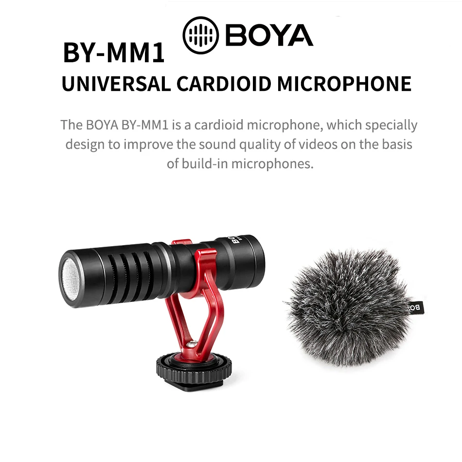 BOYA BY-MM1 кардиоидный микрофон для видеосъемки, универсальный записывающий микрофон для Youtube, vlog Mic для DSLR-камеры, смартфонов на Android
BOYA BY-MM1 кардиоидный микрофон для видеосъемки, универсальный записывающий микрофон для Youtube, vlog Mic для DSLR-камеры, смартфонов на Android