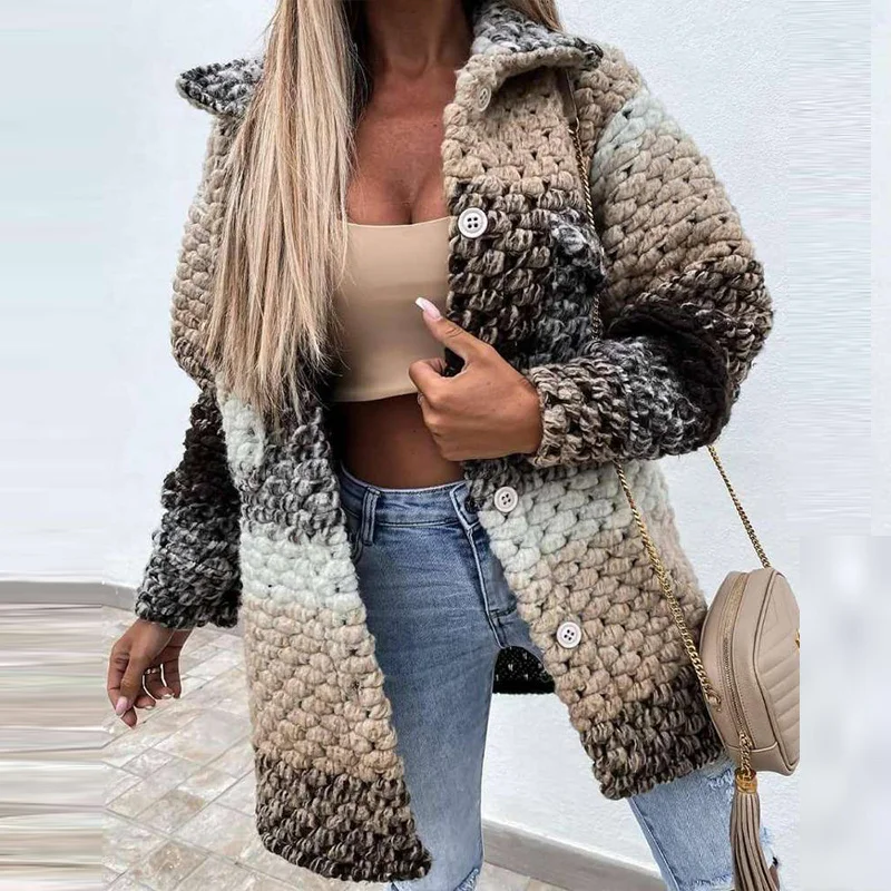 autumn Winter Women Casual Outerwear Elegant Gradient Long Sleeve Loose Jacket Cardigan Fashion Turndown Collar Twist Overcoat
autumn Winter Women Casual Outerwear Elegant Gradient Long Sleeve Loose Jacket Cardigan Fashion Turndown Collar Twist Overcoat