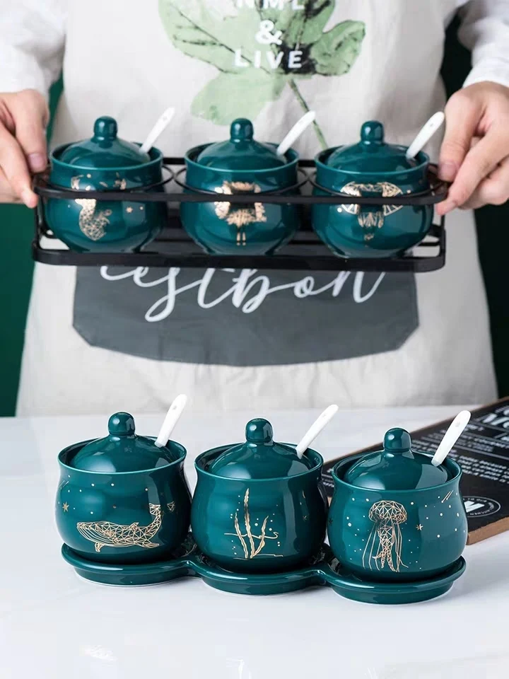 Creative Nordic Style Light Luxury Emerald Ceramic Sugar Cans Salt MSG Jar Seasoning Jar Seasoning Box Four-piece Household Set
Creative Nordic Style Light Luxury Emerald Ceramic Sugar Cans Salt MSG Jar Seasoning Jar Seasoning Box Four-piece Household Set