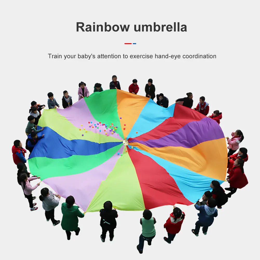 Diameter 2M/3M/3.6M Rainbow Parachute Run Game Large Round Parachute For Kids With Handles Educational Teamwork Game For Kids
Diameter 2M/3M/3.6M Rainbow Parachute Run Game Large Round Parachute For Kids With Handles Educational Teamwork Game For Kids