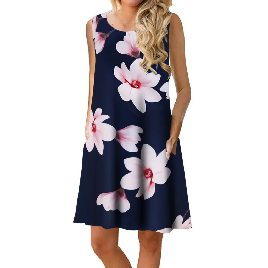 Plus Size Tank Dresses Women Mini Dress Sleeveless Bohemian Flowers Printed Sleeveless Dress Round Neck Summer Beach Robes Femme
Plus Size Tank Dresses Women Mini Dress Sleeveless Bohemian Flowers Printed Sleeveless Dress Round Neck Summer Beach Robes Femme