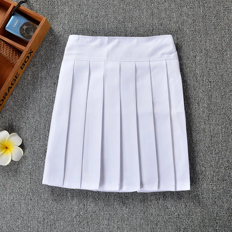 Японские однотонные плиссированные юбки с высокой талией для девочек