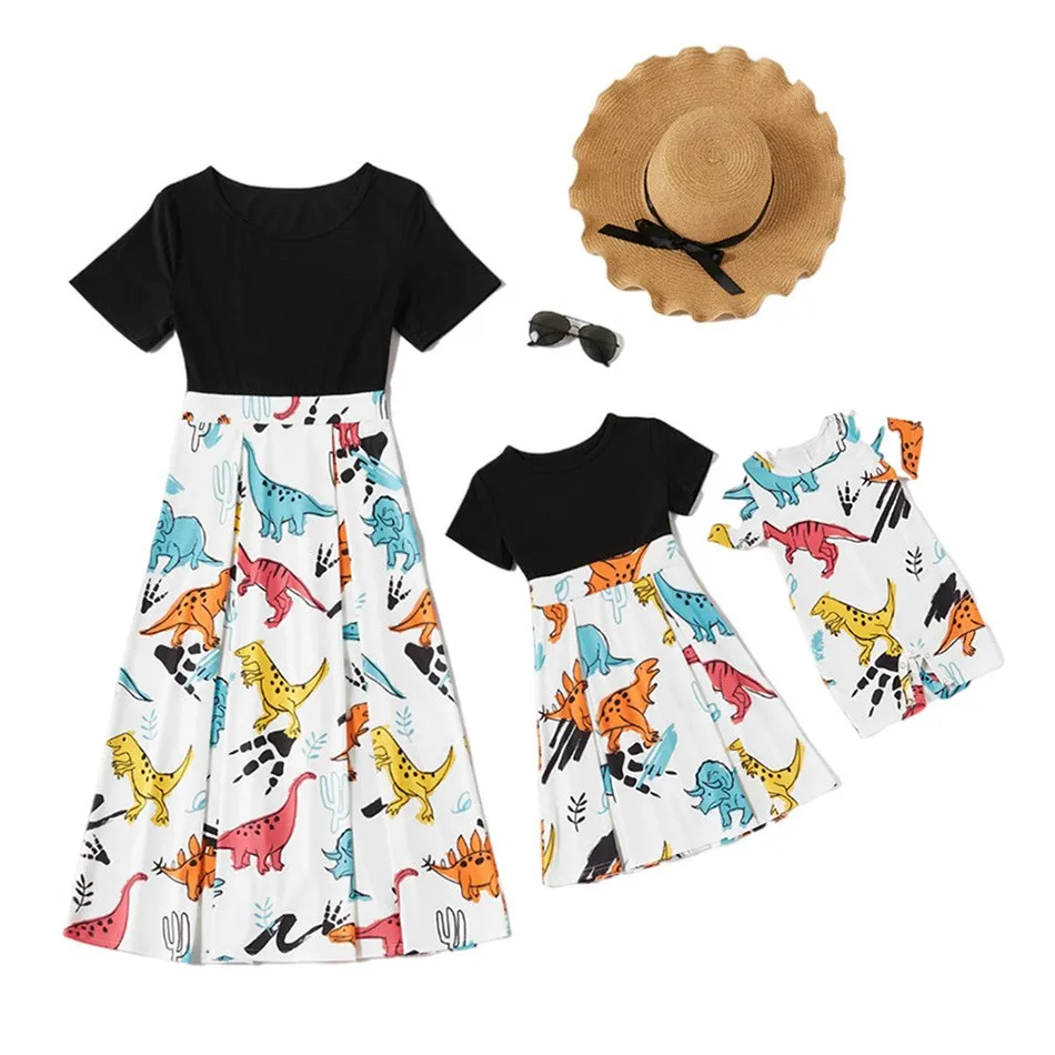 2021 Summer Family Matching Clothes Short Sleeve Mother and Daughter Dress Cartoon Dinosaur Print Pleated Outfit for Young Girls
2021 Summer Family Matching Clothes Short Sleeve Mother and Daughter Dress Cartoon Dinosaur Print Pleated Outfit for Young Girls
