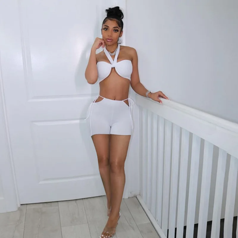 Summer Halter Camisole and Shorts Two Pieces Outfits Set Sexy Slim Crop Tops Sports Suits Set For Women
Summer Halter Camisole and Shorts Two Pieces Outfits Set Sexy Slim Crop Tops Sports Suits Set For Women