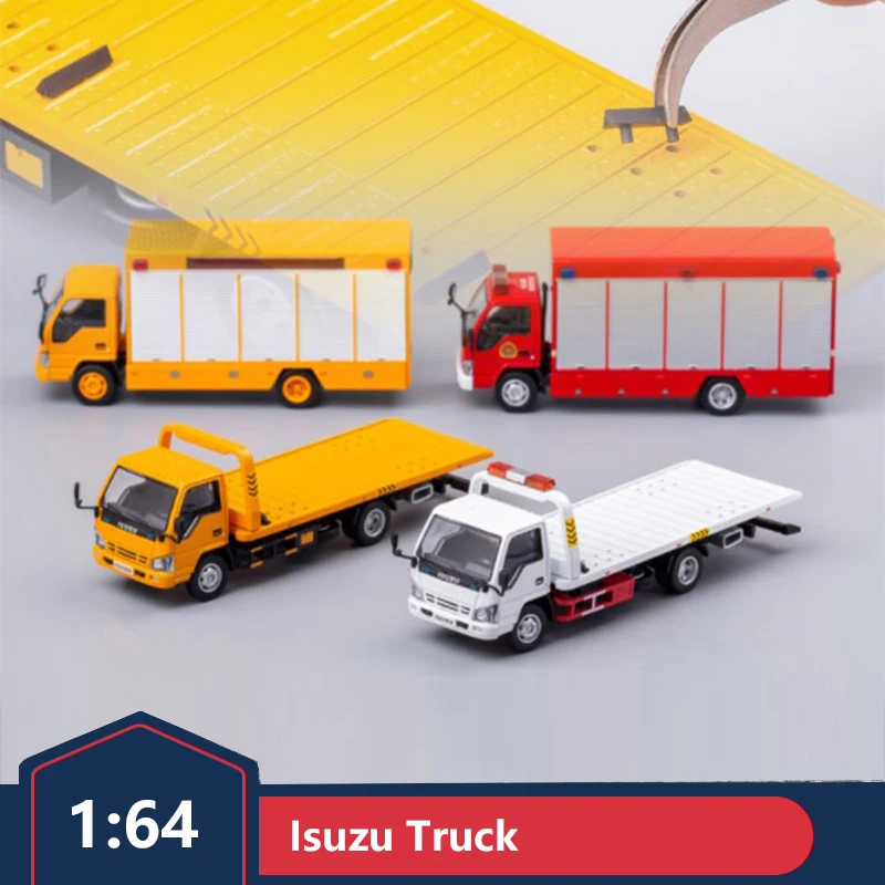 Модель грузовика с платформой Isuzu GCD 1:64 4k модель автомобиля-эвакуатора пожарной