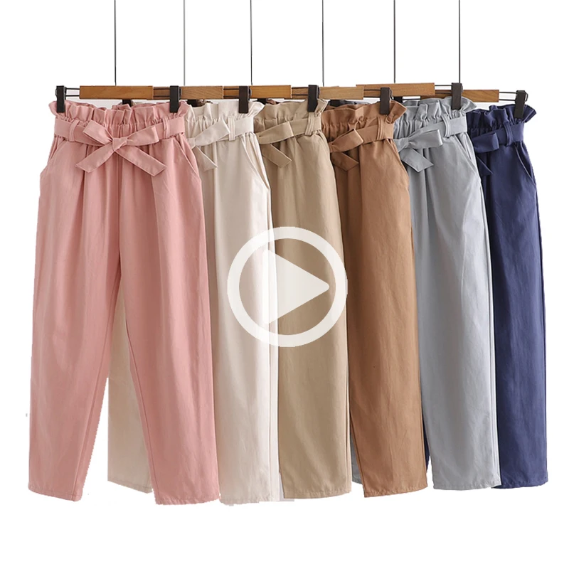 Summer Elastic Casual Pants Women with Belt Cotton Harun Women Cotton Pink Ladies Wideleather Student Korean Style Sweatpant
Summer Elastic Casual Pants Women with Belt Cotton Harun Women Cotton Pink Ladies Wideleather Student Korean Style Sweatpant