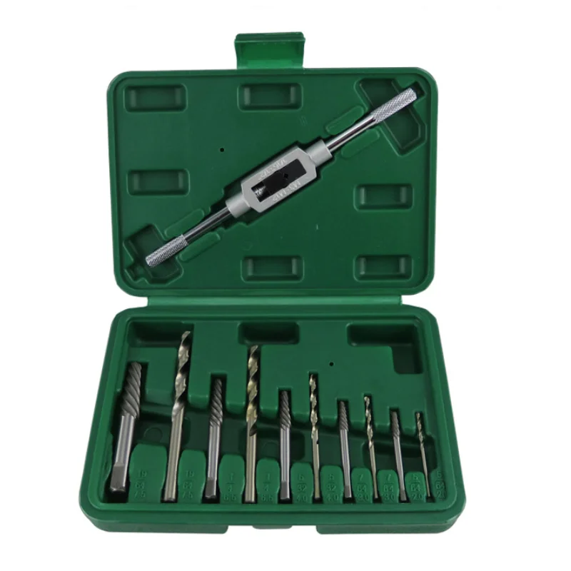 

1Set Broken Bolt Remover Drill Holder Broken wire extractor damaged rusted stripped screws studs bolts tap wrench Repair Tools