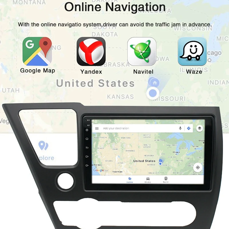 Android 10.1 9 Inch 1+16G Car DVD Radio Player GPS Navi Wifi Bluetooth Multi Language for Honda Civic 2013-2017 US
Android 10.1 9 Inch 1+16G Car DVD Radio Player GPS Navi Wifi Bluetooth Multi Language for Honda Civic 2013-2017 US