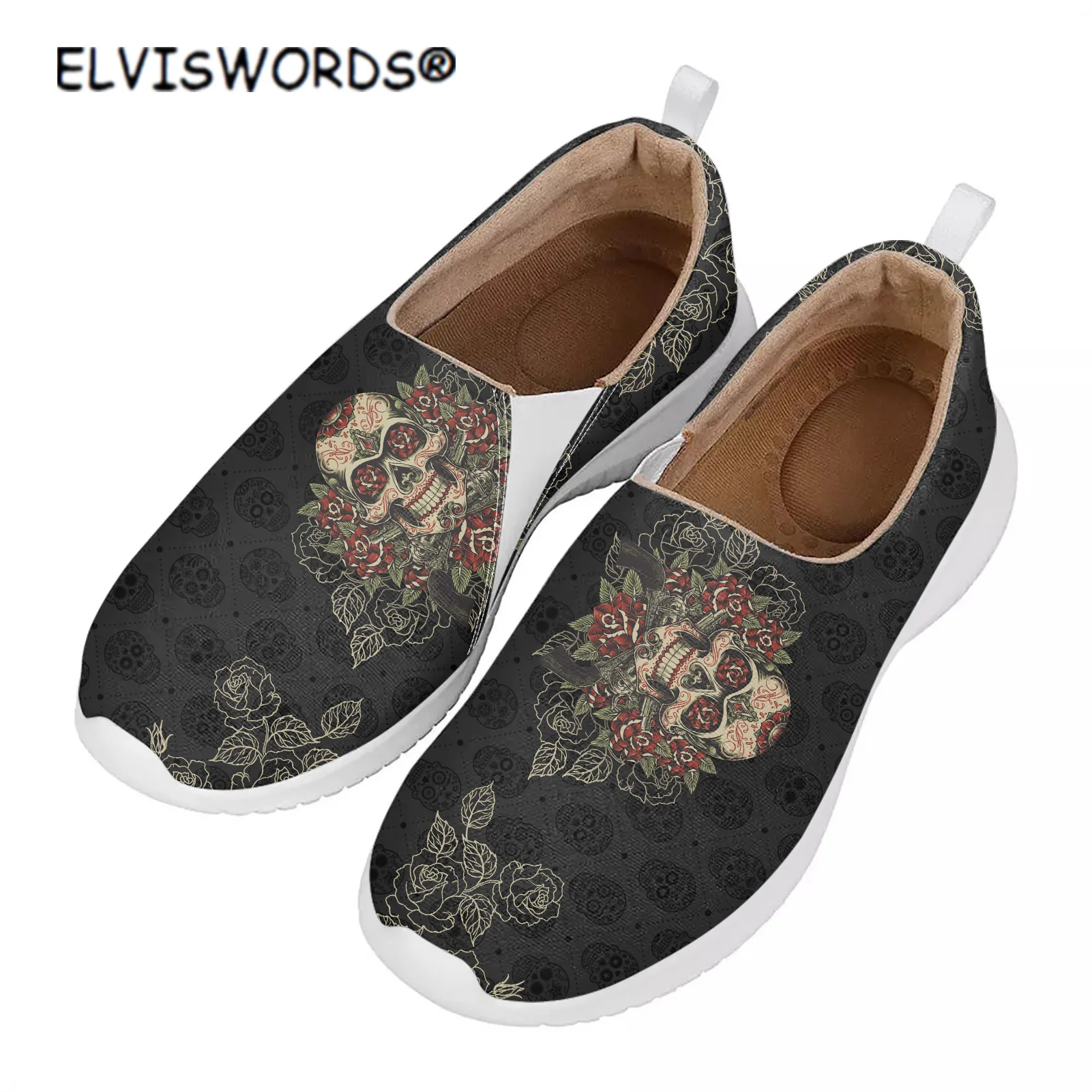 ELVISWORDS Fashion Gothic Sugar Skull Design Leisure Lady Flat Sneakers Lightweight Women's Beach Loafers Walking Flats Outdoor
ELVISWORDS Fashion Gothic Sugar Skull Design Leisure Lady Flat Sneakers Lightweight Women's Beach Loafers Walking Flats Outdoor