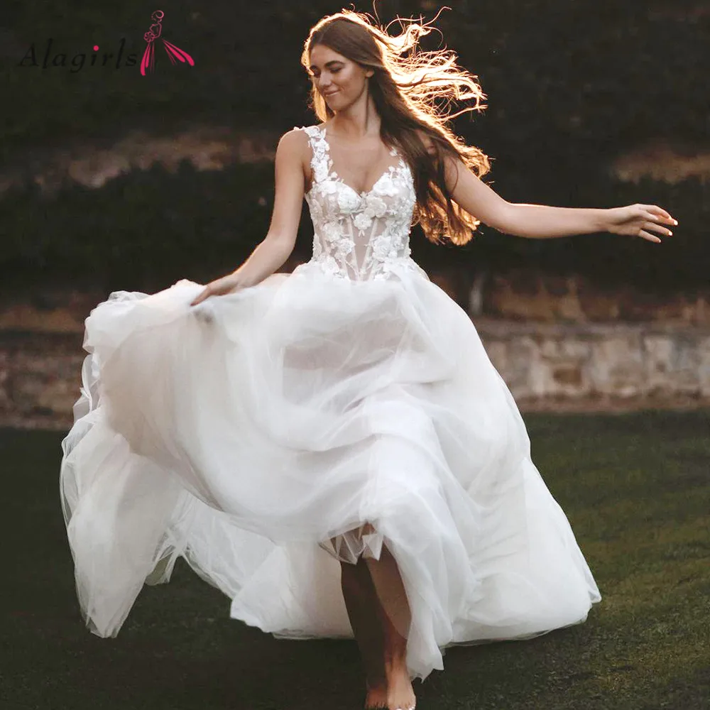 Ivory Lace Wedding Dress Boho Tulle Puffy White Dress Simple Wedding Dress 2021 Backless Wedding Party Dress robe de mariage
Ivory Lace Wedding Dress Boho Tulle Puffy White Dress Simple Wedding Dress 2021 Backless Wedding Party Dress robe de mariage