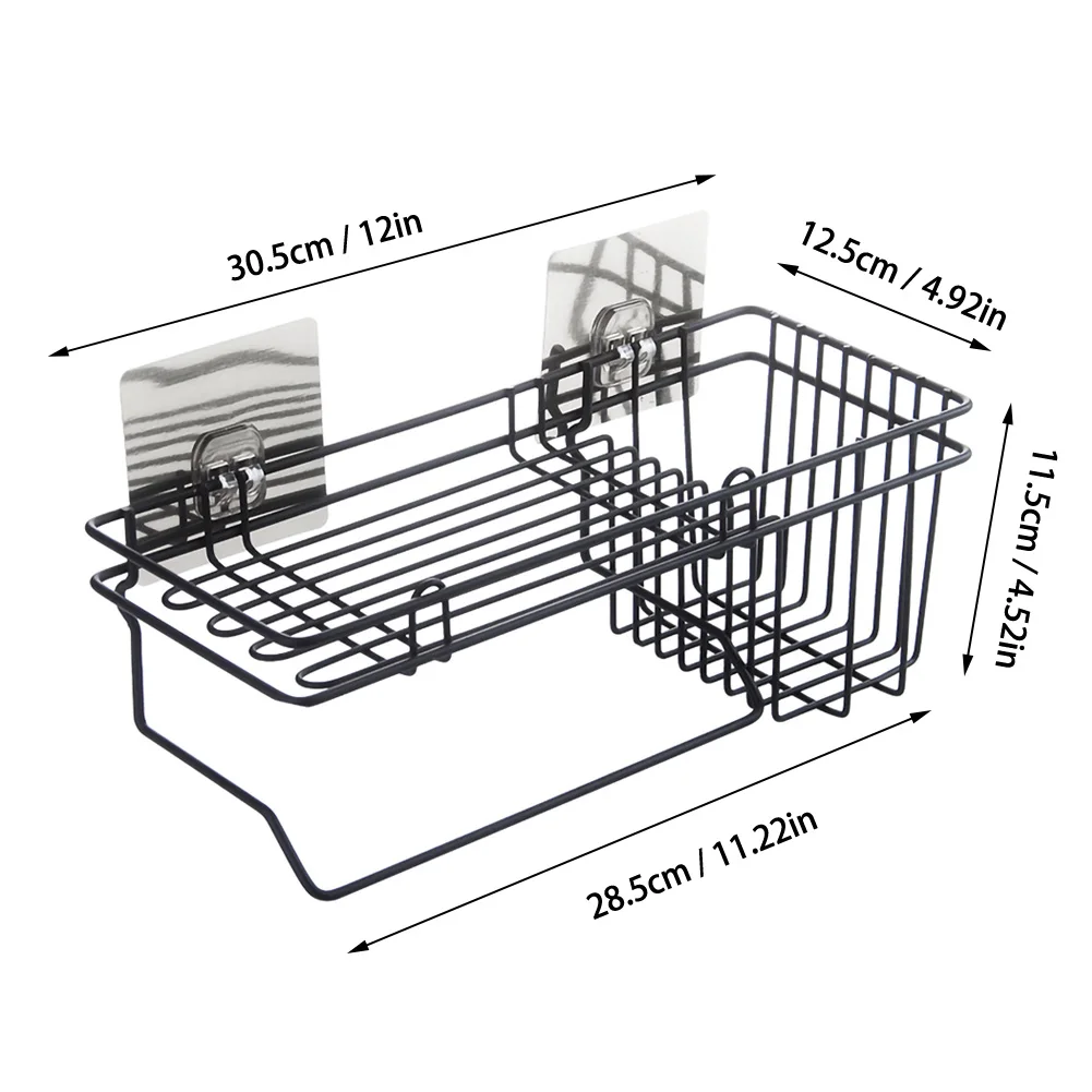 Wrought Iron Hanging Basket Multifunction Storage Shelf Drain Rack Organizer