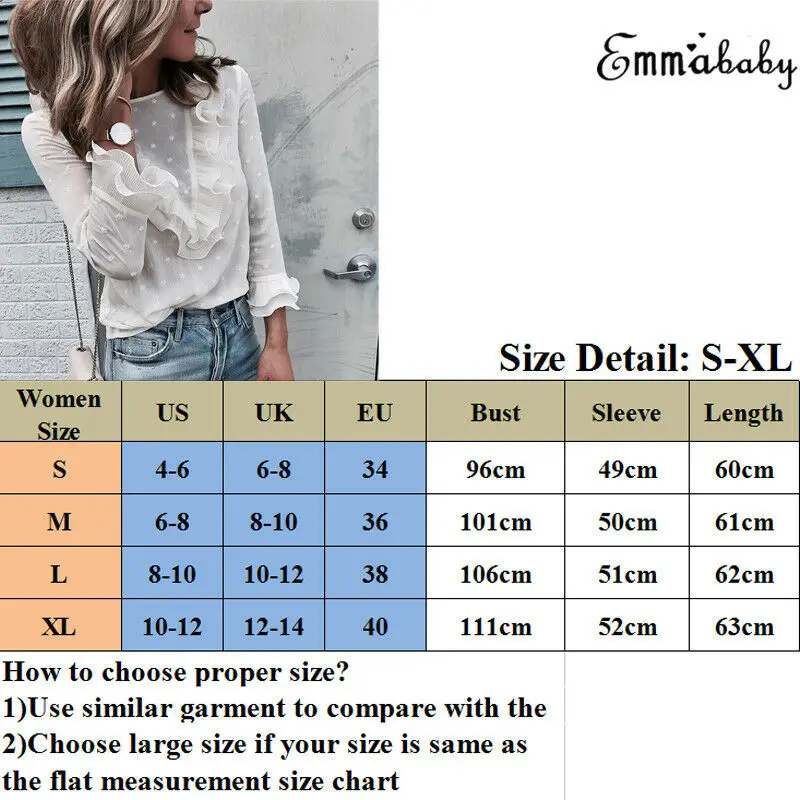 Womens Boho Beach Ruffle Frill Polka Dot Tops Solid Blouses Elegant Long Sleeve Female Party Blouse blusas femininas elegante
Womens Boho Beach Ruffle Frill Polka Dot Tops Solid Blouses Elegant Long Sleeve Female Party Blouse blusas femininas elegante