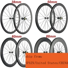 Factory Sales 700C Carbon Wheelset Tubular 38mm 50mm 60mm 88mm Carbon Bicycle Wheels Clincher Road Bike Wheels Basalt Braking