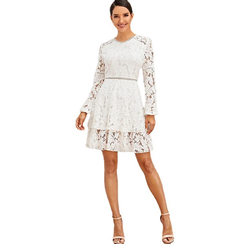 Lace White Dress 2021 Summer Bride Gown Party Dresses Women Evening Casual Hollow Out Embroidery Floral See Through A-line Dress
Lace White Dress 2021 Summer Bride Gown Party Dresses Women Evening Casual Hollow Out Embroidery Floral See Through A-line Dress