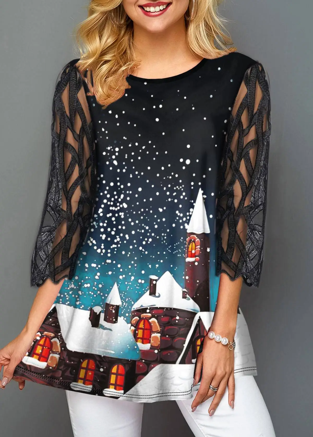 Summer Women Lace Stitching Short Sleeve Tops Christmas print Loose T-shirt Fashion Casual ladies Femmes Clothing Plus Size 5XL
Summer Women Lace Stitching Short Sleeve Tops Christmas print Loose T-shirt Fashion Casual ladies Femmes Clothing Plus Size 5XL