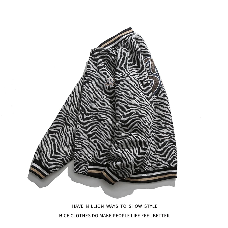 New Arrival Autumn And Spring Zebra-Stripe Women's Oversize Baseball Bomber Coach Jacket Unisex Men's Shirt Streetwear Vintage 
New Arrival Autumn And Spring Zebra-Stripe Women's Oversize Baseball Bomber Coach Jacket Unisex Men's Shirt Streetwear Vintage