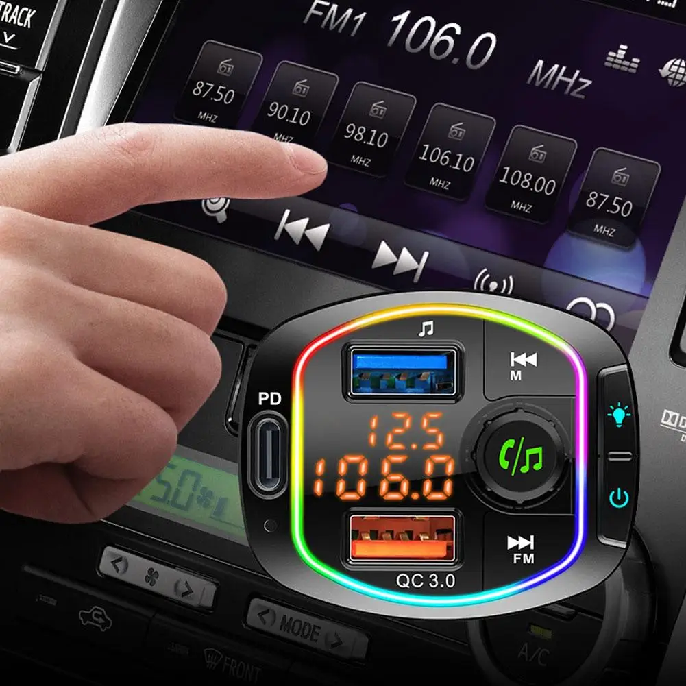 Автомобильное зарядное устройство, Bluetooth, FM-трансмиттер, автомобильный комплект, MP3, двойной USB, AUX, порт Type-c, поддержка TF/U
Автомобильное зарядное устройство, Bluetooth, FM-трансмиттер, автомобильный комплект, MP3, двойной USB, AUX, порт Type-c, поддержка TF/U