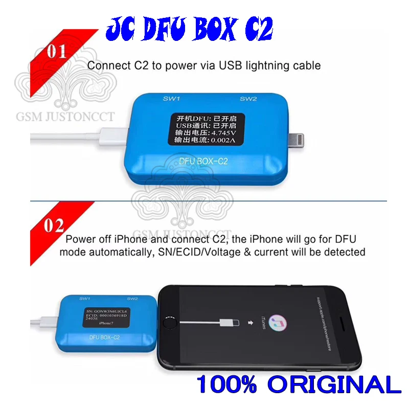Плата JC DFU BOX C2 восстановление перезагрузки IOS мгновенной SN ECID считывание