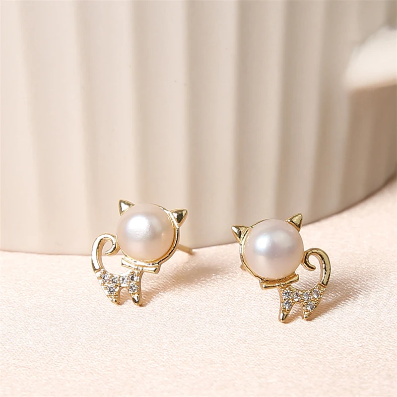 WeSparking Pusheen Earrings For Women Sterling Silver Pins Cubic Zircon 14K Gold Plated Shiny Fresh Water Pearl Lovely Cat Gift
WeSparking Pusheen Earrings For Women Sterling Silver Pins Cubic Zircon 14K Gold Plated Shiny Fresh Water Pearl Lovely Cat Gift