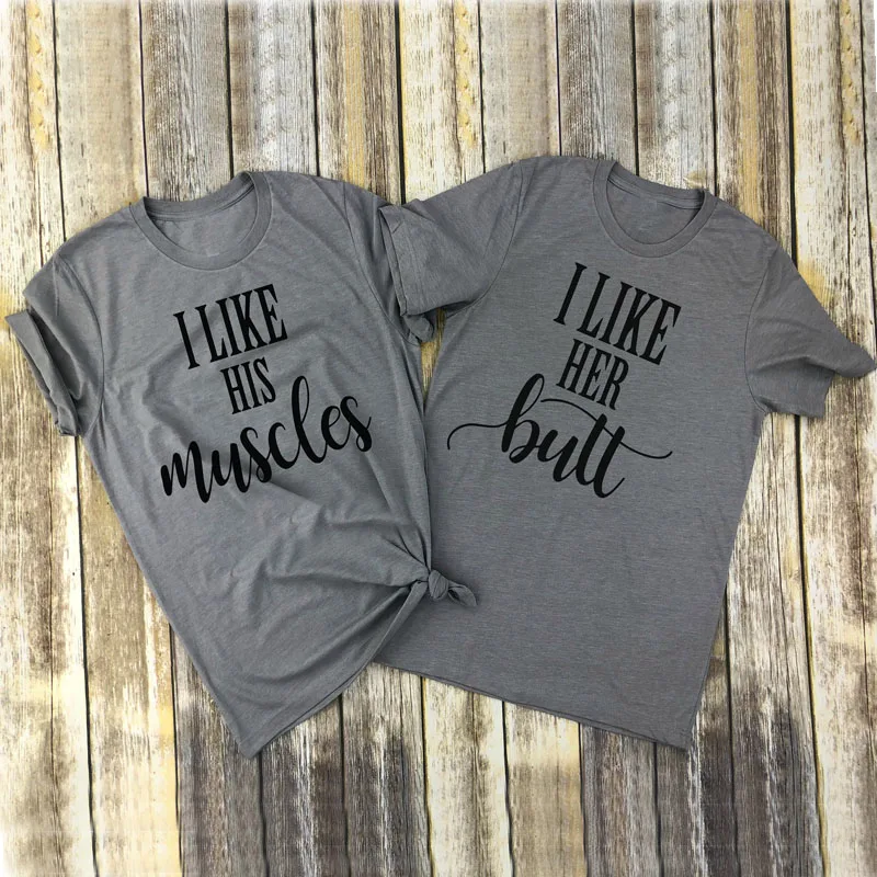 Couples Honeymoon T-shirt Funny Wedding Gift Unisex Couple Matching Tshirt I Like His MUSCLE I Like Her Butt
Couples Honeymoon T-shirt Funny Wedding Gift Unisex Couple Matching Tshirt I Like His MUSCLE I Like Her Butt