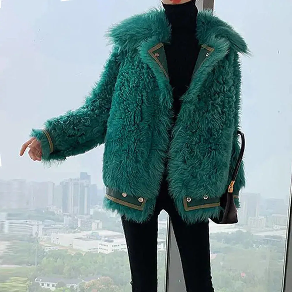 Female Warm Turndown Collar Outerwear Sheep Shearing New Jacket Faux Fur Sheepskin Coats For Women Winter Fashion Wool Coat
Female Warm Turndown Collar Outerwear Sheep Shearing New Jacket Faux Fur Sheepskin Coats For Women Winter Fashion Wool Coat