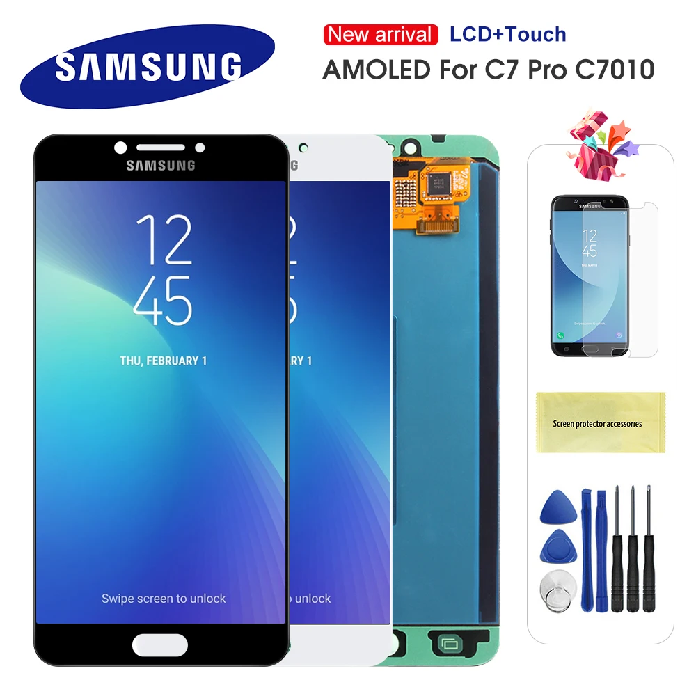 Фото Оригинальный AMOLED lcd для samsung Galaxy C7 Pro C7010 дисплей кодирующий преобразователь